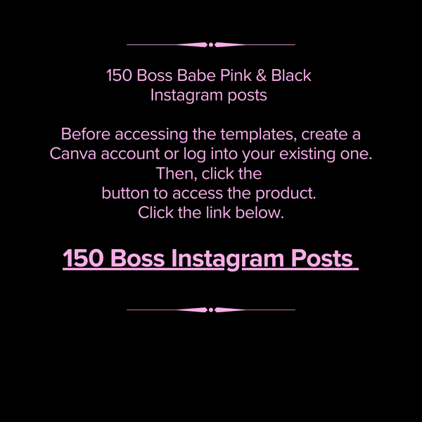 150 EDITABLE BLACK & PINK INSTAGRAM POSTS | PLR DIGITAL MARKETING
